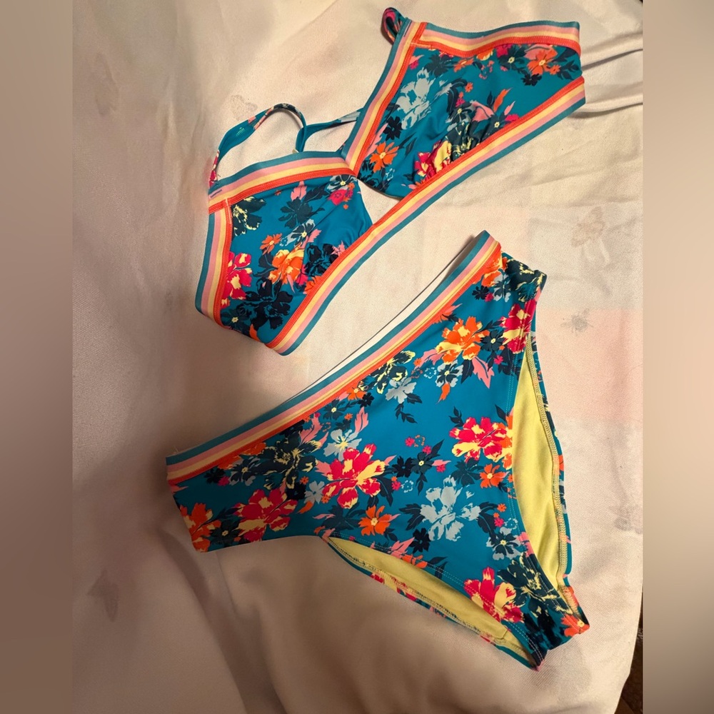 Adore Me Pale Yellow Swim Bikini‎ Striped